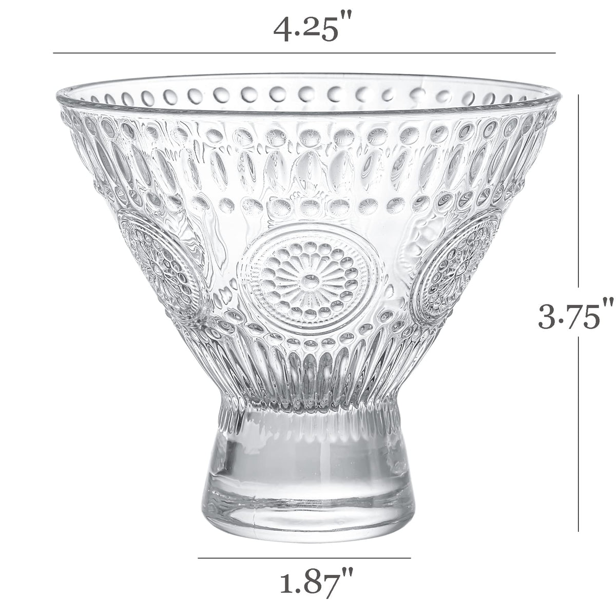 6 Pack 8 oz Stemless Martini Glasses V46490