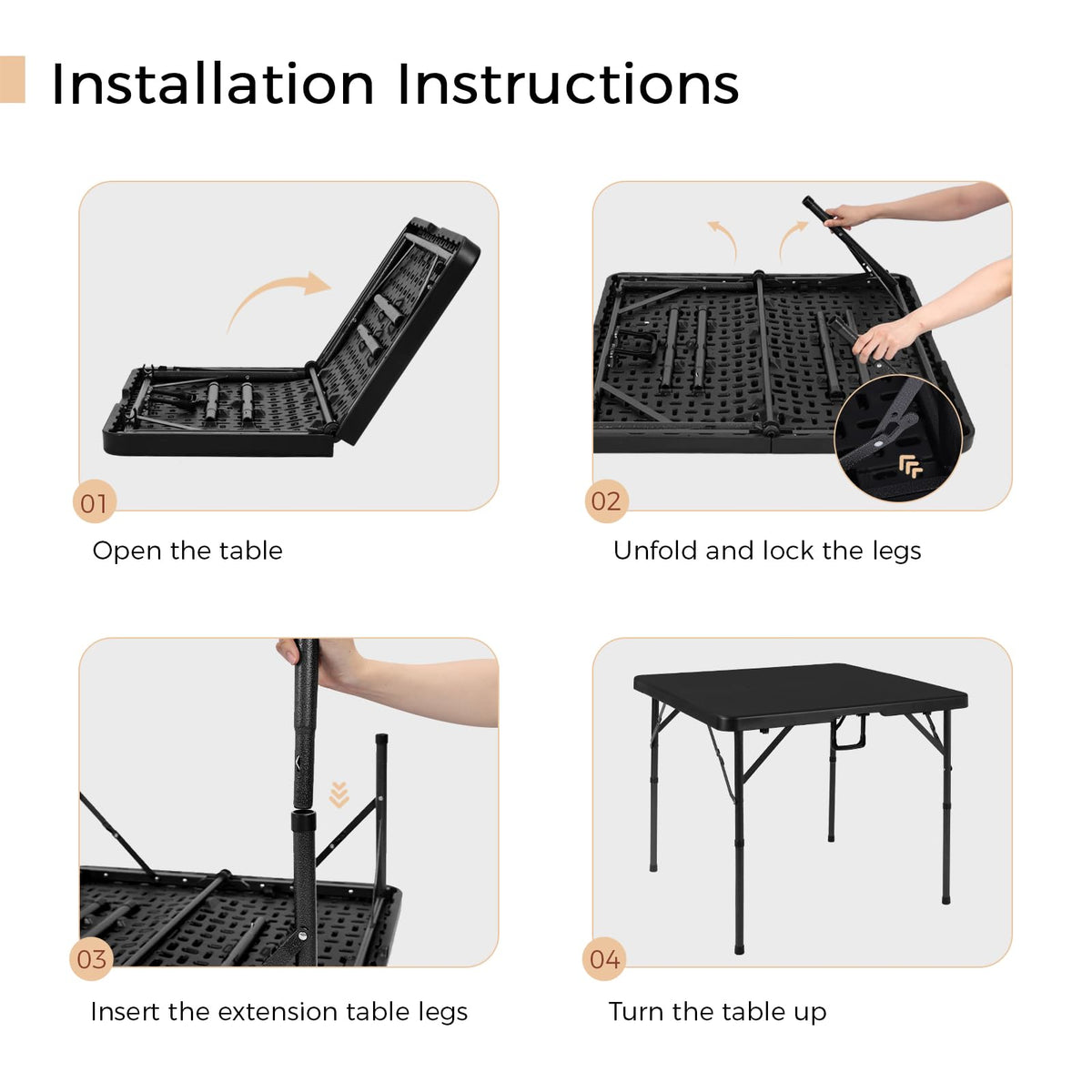 34" Black Folding Card Table W889