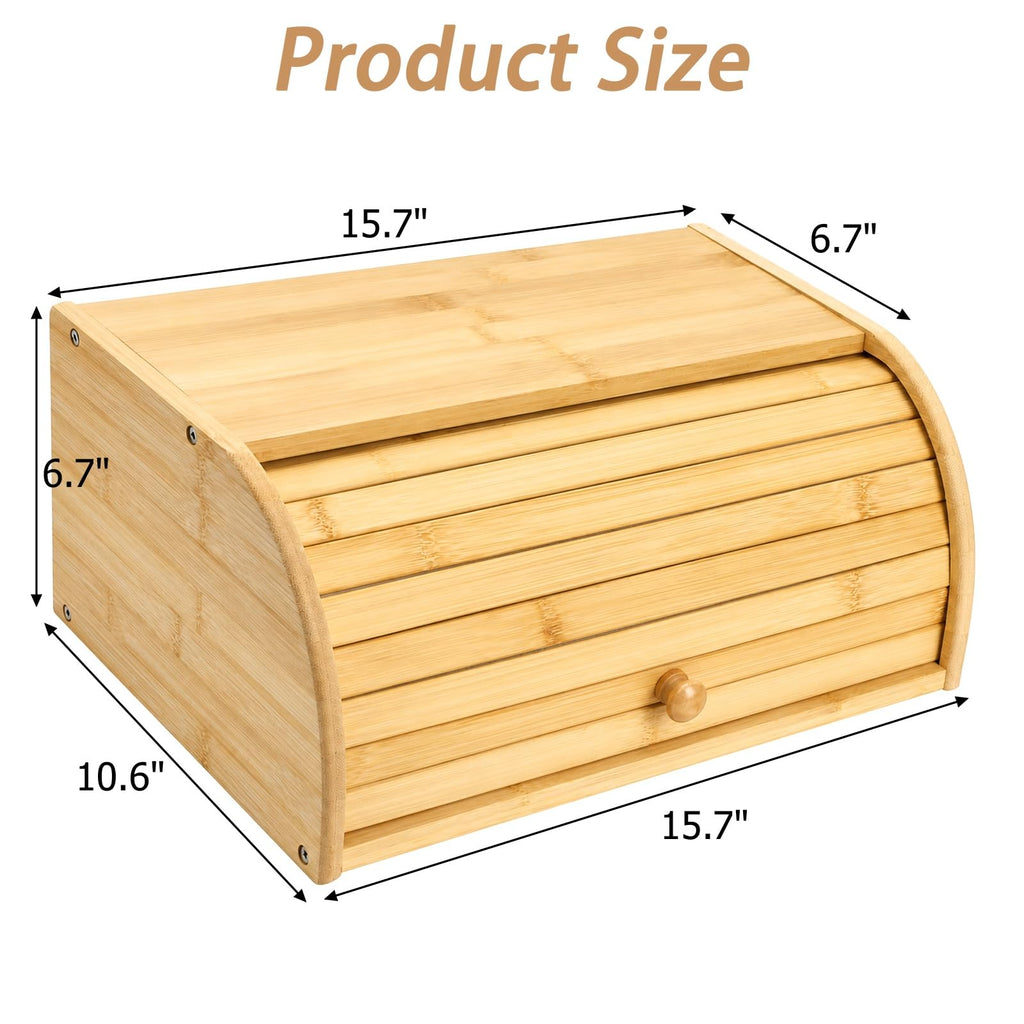 Large Natural Bamboo Roll Top Bread Box X83220