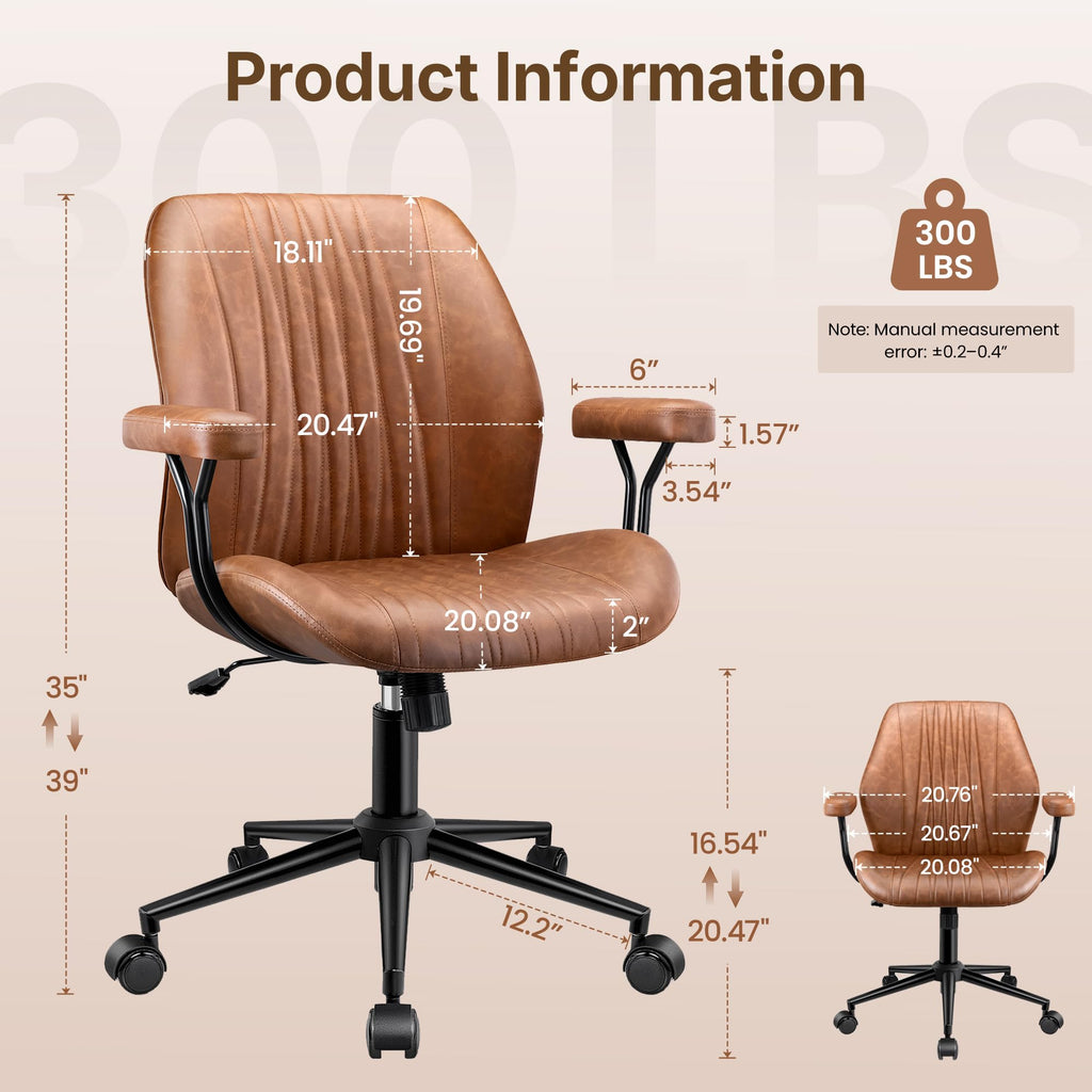Brown Leather Ergonomic Office Chair O5891
