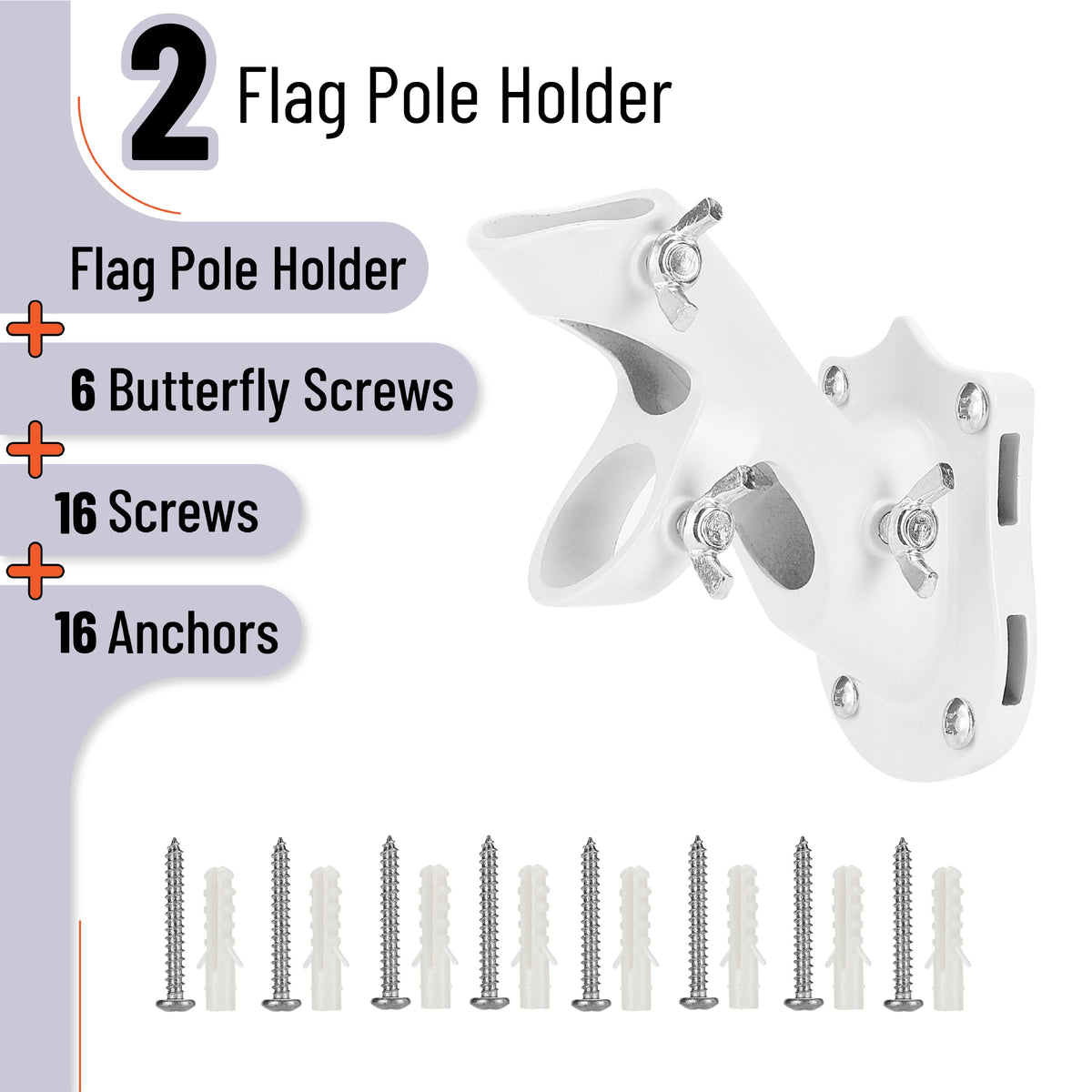White Adjustable Flag Pole Holder 2 Pack K199557