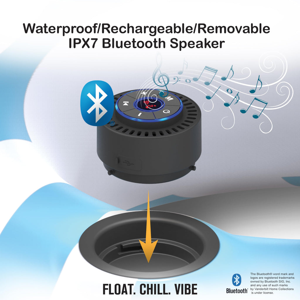 Inflatable Floating Cooler with Lid, Bluetooth Speaker, 6 Cup Holders, 24 Can Capacity L70893