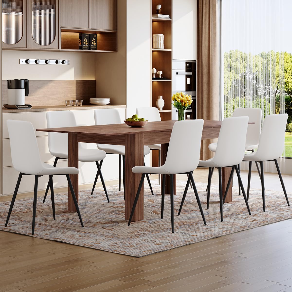 9 Piece Extendable Rectangular Dining Table Set with 8 Chairs W9732