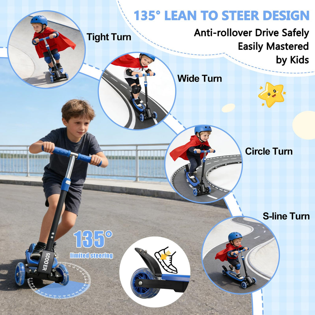 Foldable Metal 3 Wheel Scooter with Adjustable Heights G498