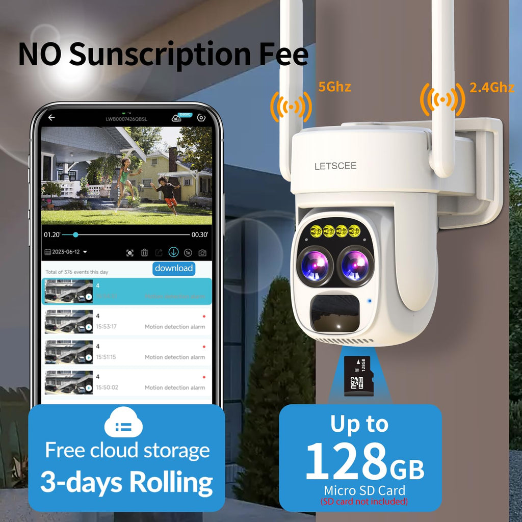 Wireless Solar Security Camera 360 PTZ Dual Lens 10x Zoom 2K F991