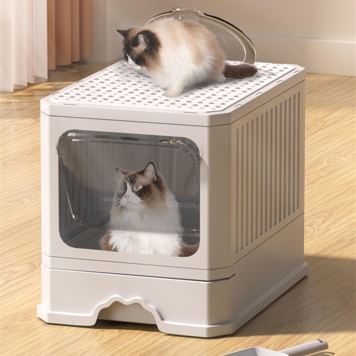Foldable Covered Cat Litter Box with Scoop D241