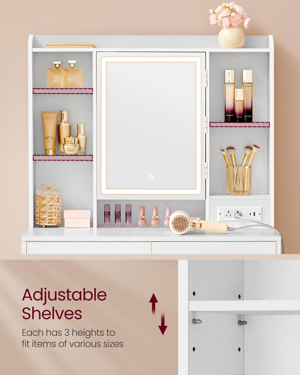 Vanity Desk with Mirror and Lights N312