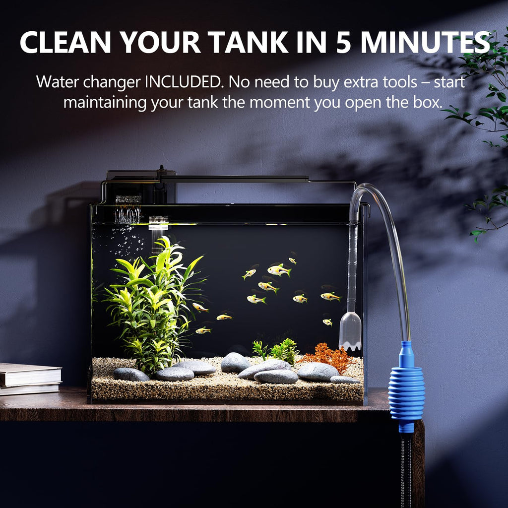 5 Gallon Glass Fish Tank Kit with Filter Light R9211