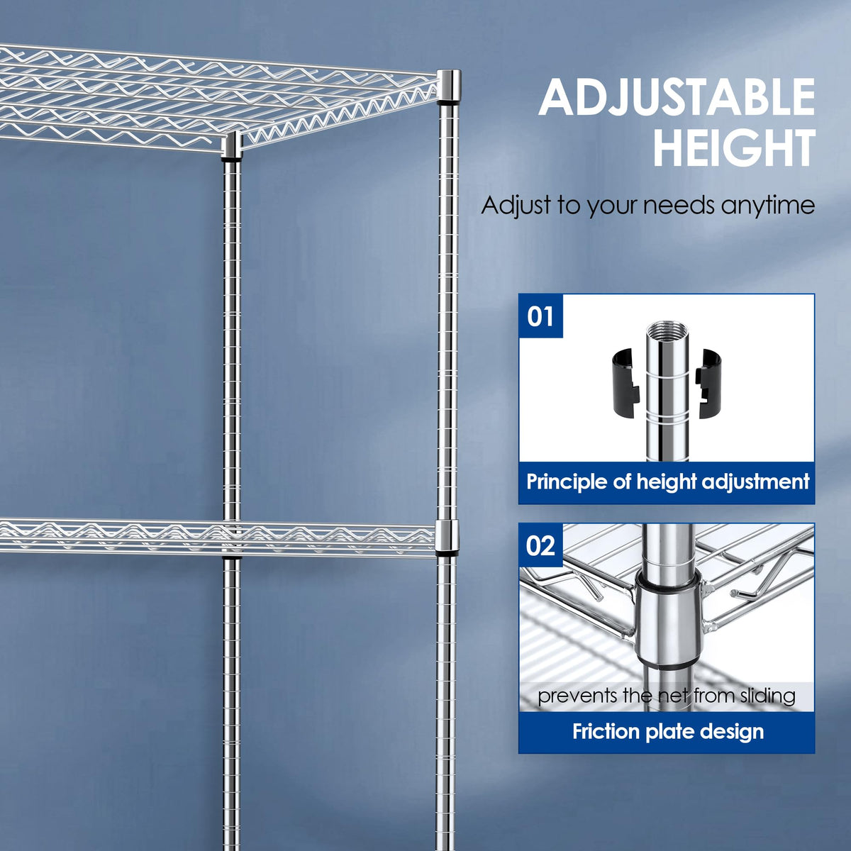 60" W 4-Tier Heavy Duty Wire Shelving 72" H x 24" D Metal Storage Rack with Wheels X633