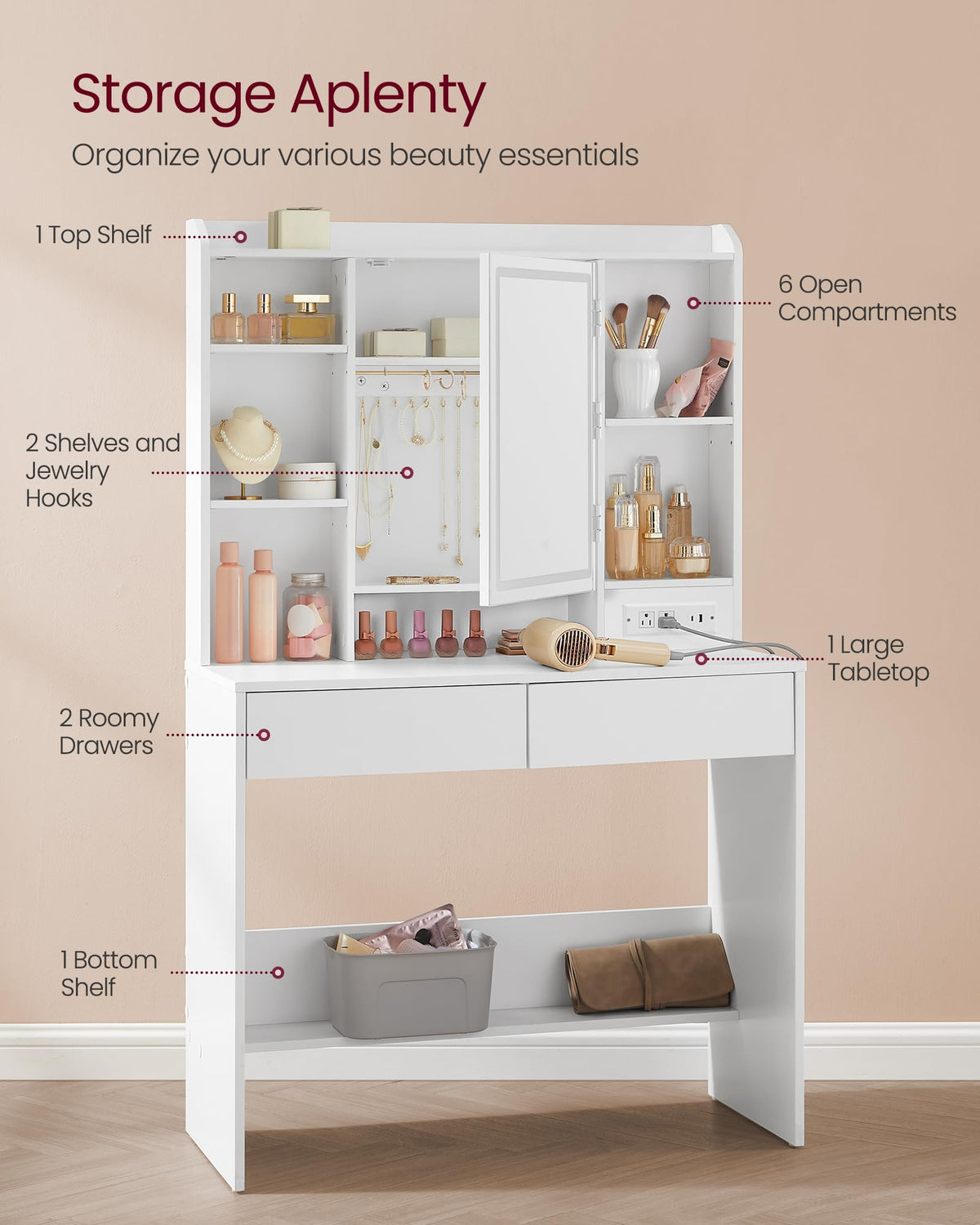 Vanity Desk with Mirror and Lights N312