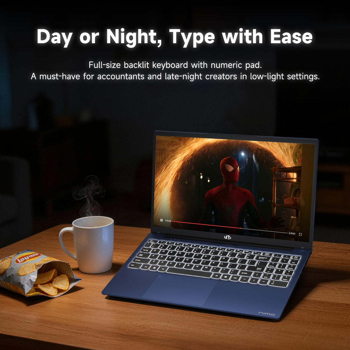 15.6" FHD Laptop 8GB RAM 256GB SSD Backlit Keyboard Fingerprint A599237