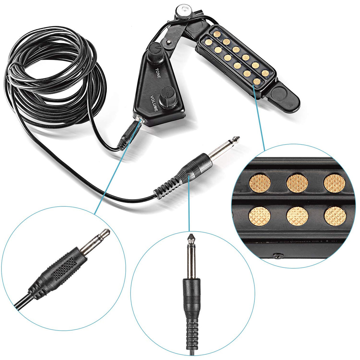 12 SoundHole Acoustic Guitar Pickup with Tone and Volume Control U465429