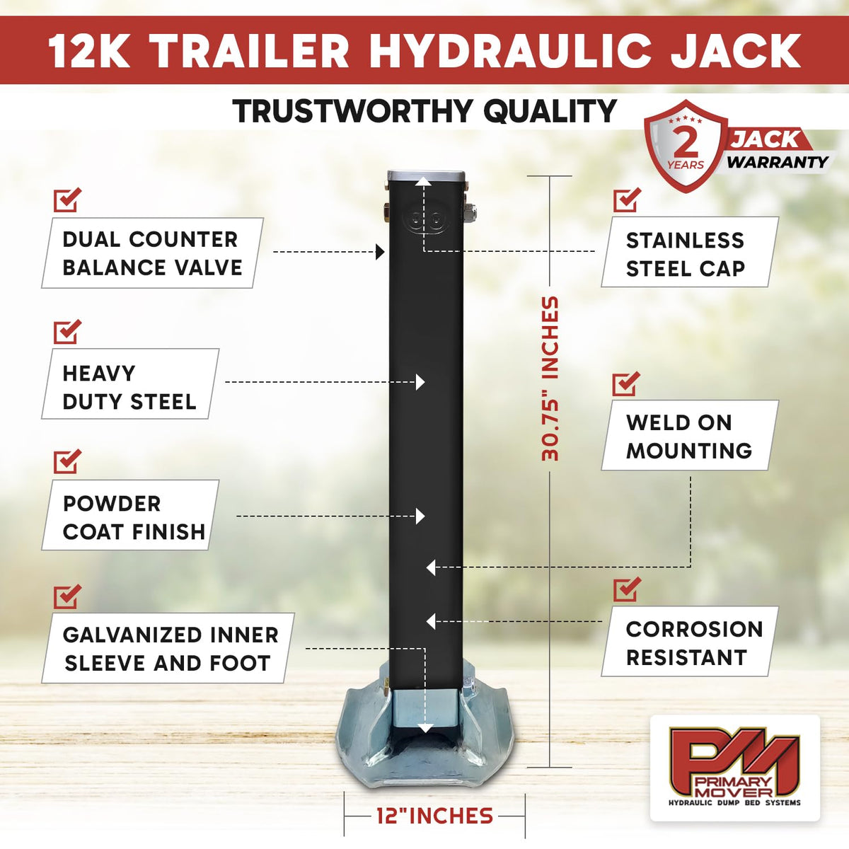 Hydraulic Trailer Jack 12,000 lb Double Acting F781756