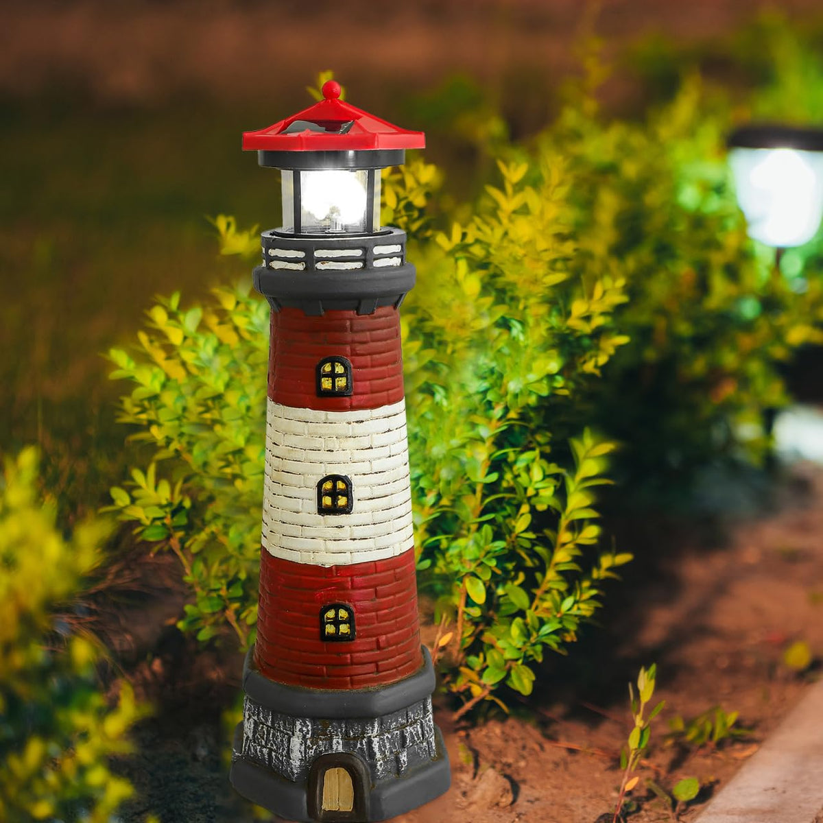 Solar Powered Lighthouse Statue Garden Decor L63819