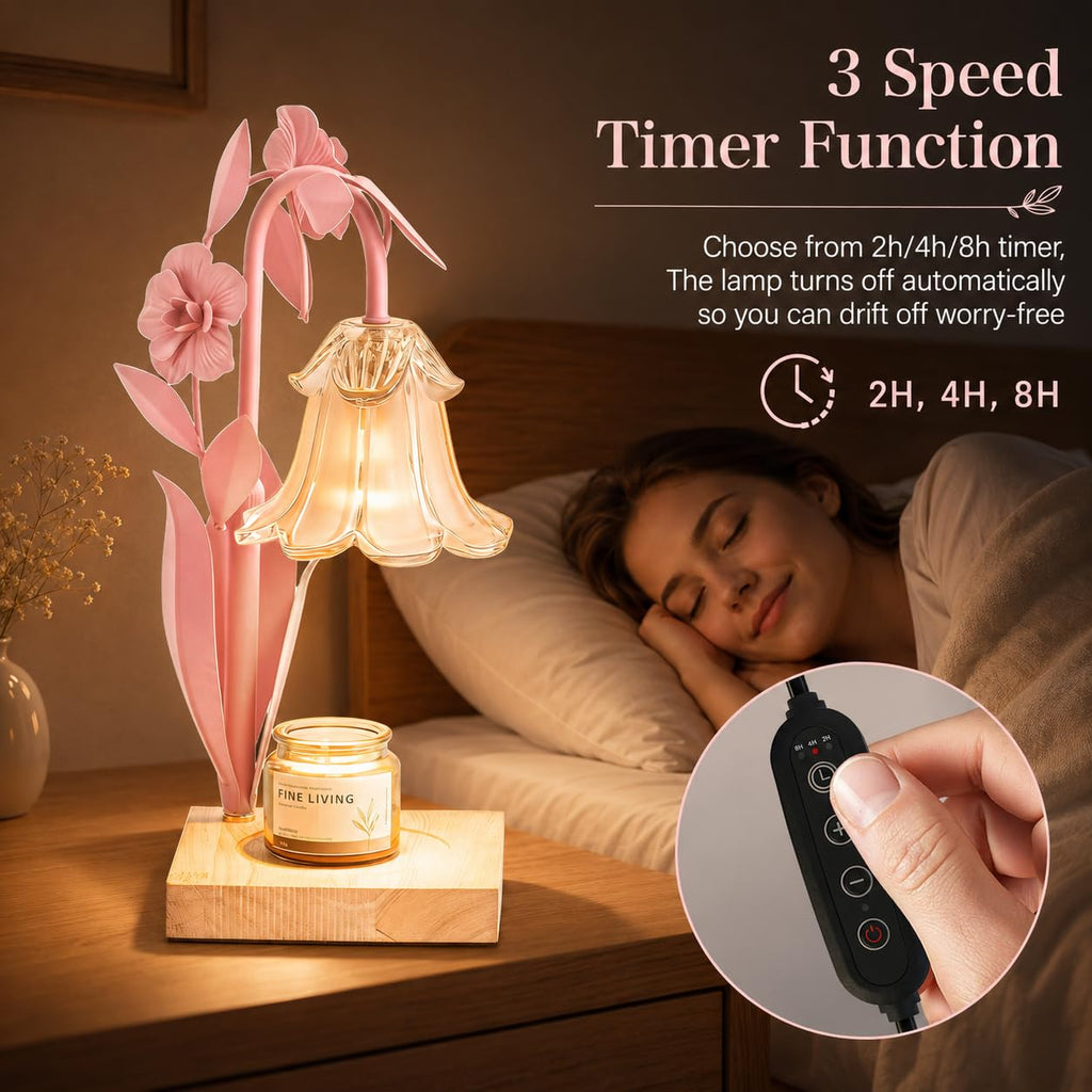 Pink Dimmable Candle Warmer Lamp with Timer D39311