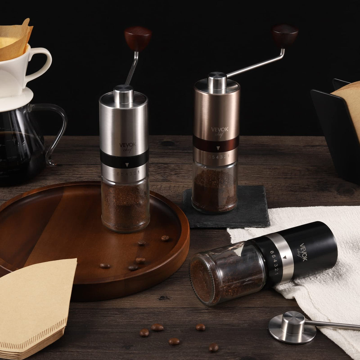 Gold Manual Stainless Steel Burr Coffee Grinder with Portable Bag U723657