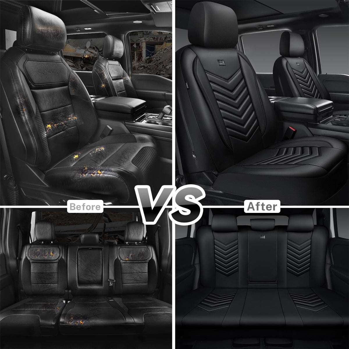 3D Foam Faux Leather Seat Covers Full Set H89774