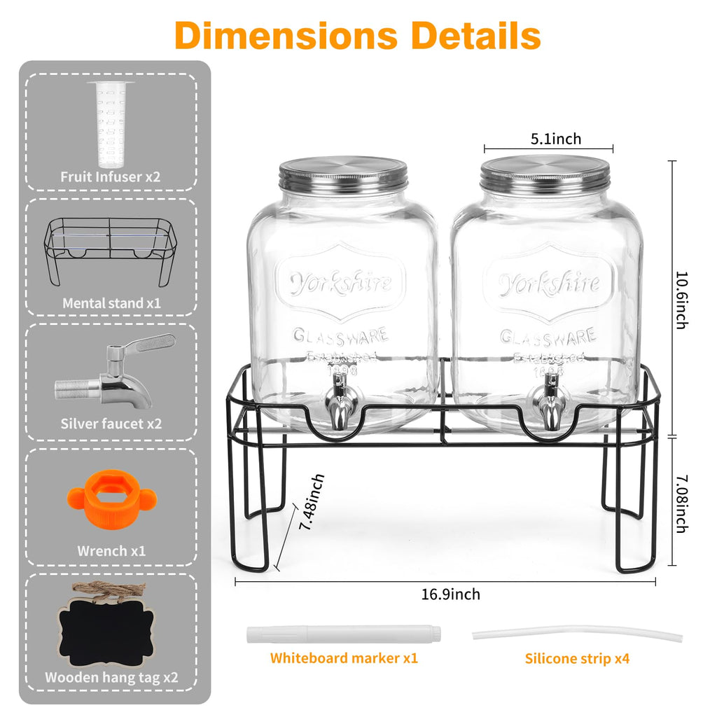 1.6 Gallon Glass Beverage Dispenser with Stand J23269
