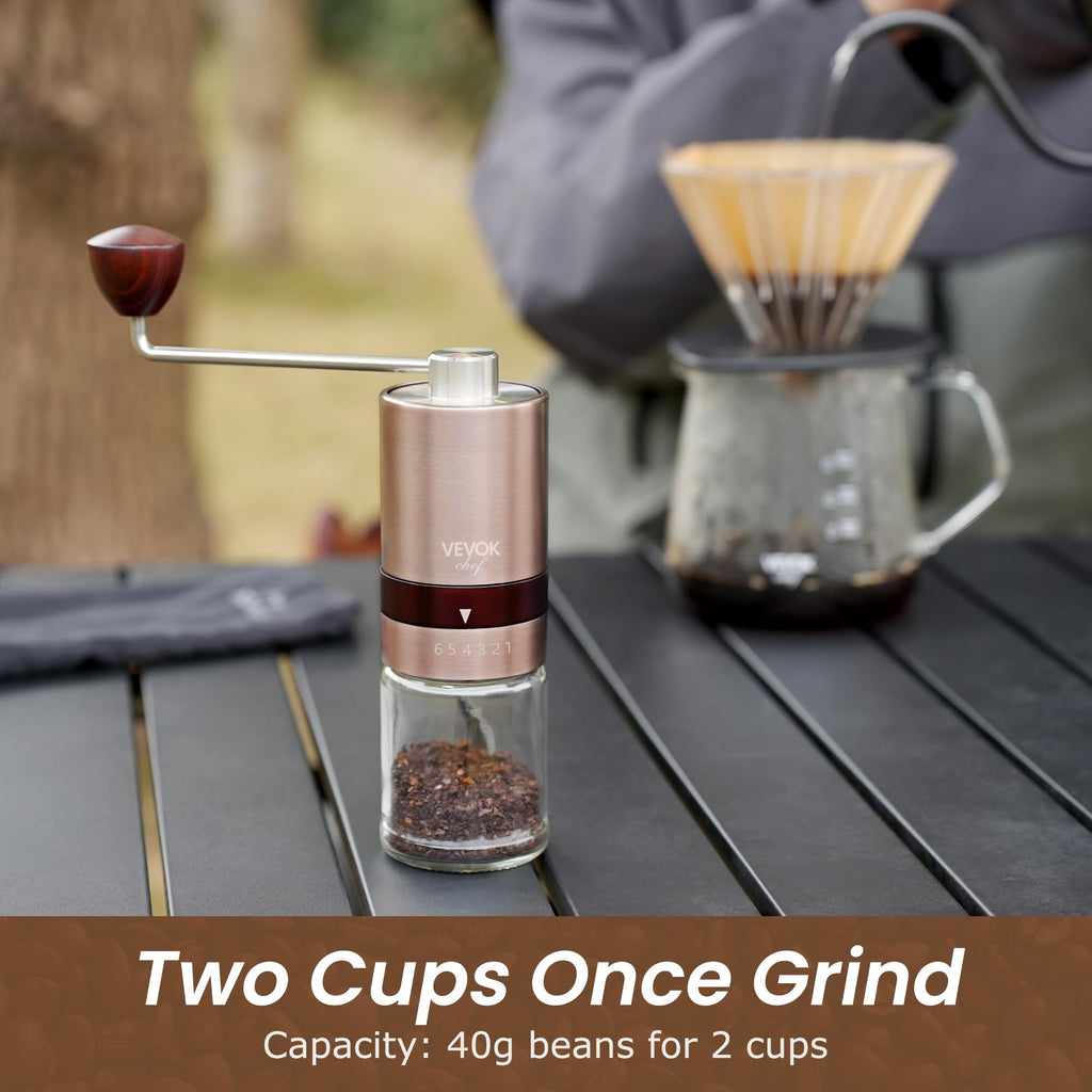 Gold Manual Stainless Steel Burr Coffee Grinder with Portable Bag U723657