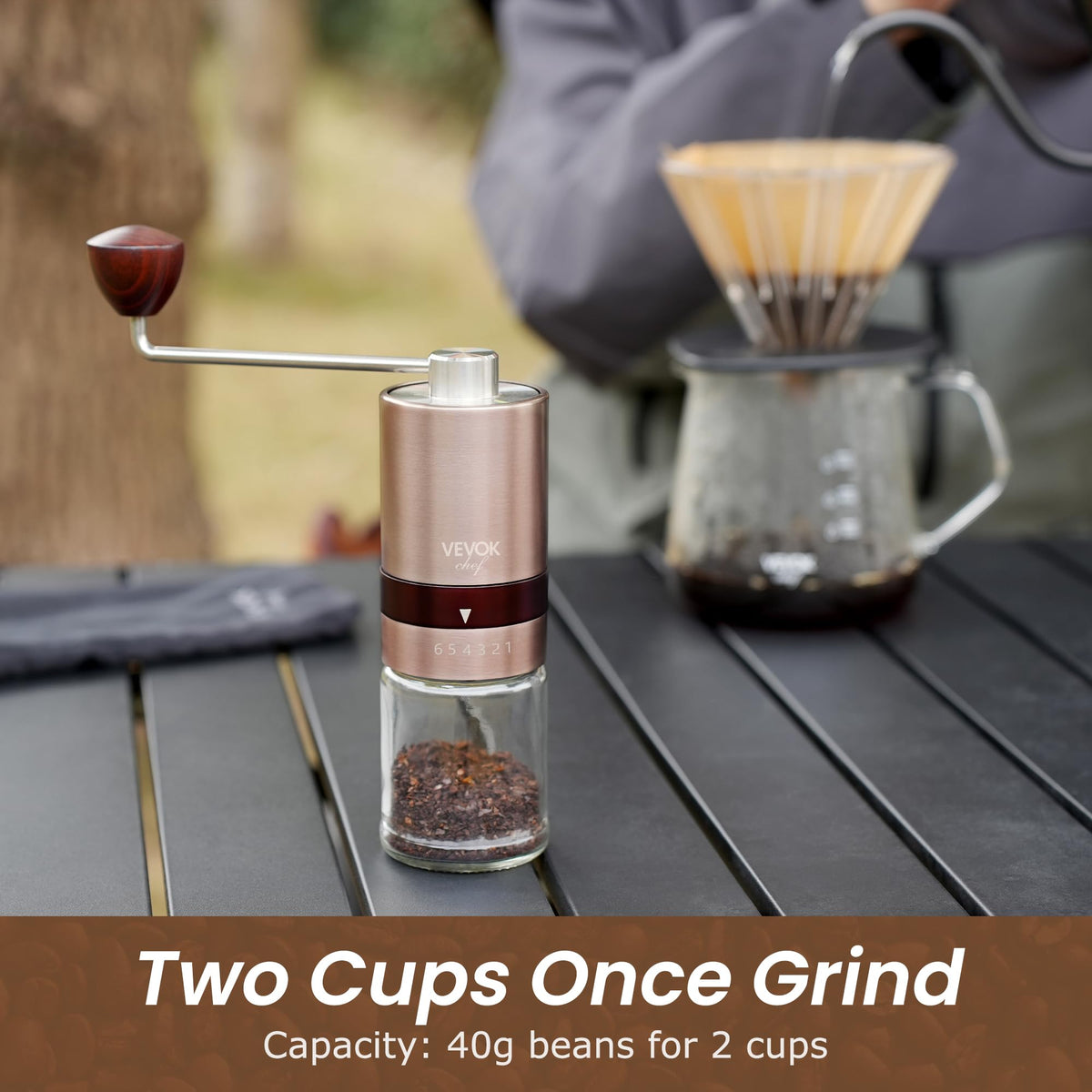 Gold Manual Stainless Steel Burr Coffee Grinder with Portable Bag U723657