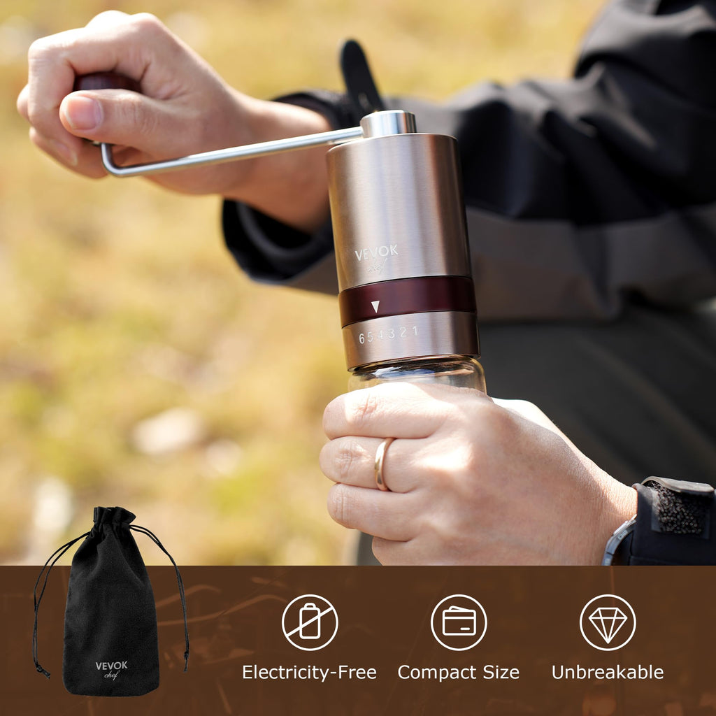 Gold Manual Stainless Steel Burr Coffee Grinder with Portable Bag U723657