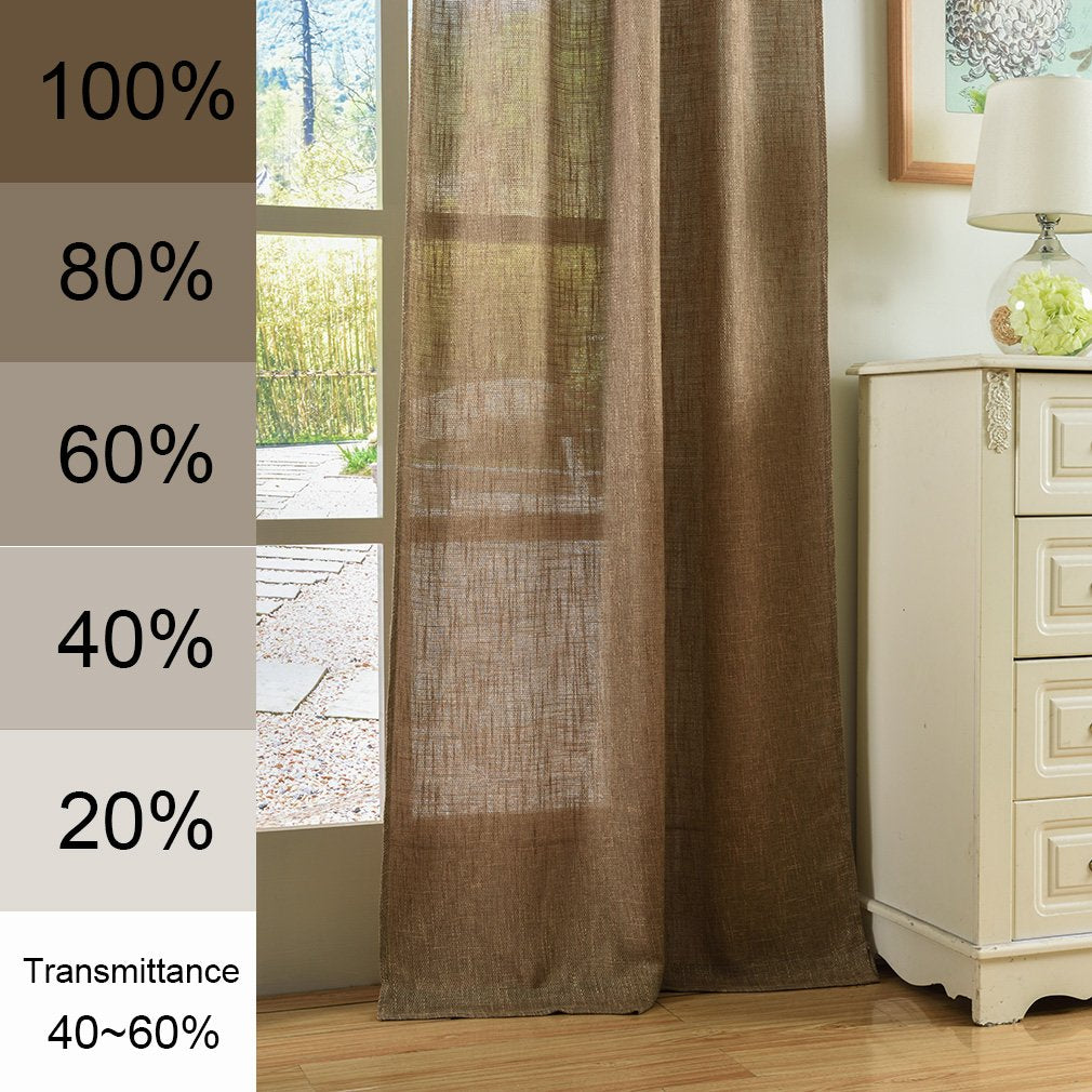 Soft Burlap Natural Tan Rod Pocket Window Curtain Panel 37" x 84" N17023
