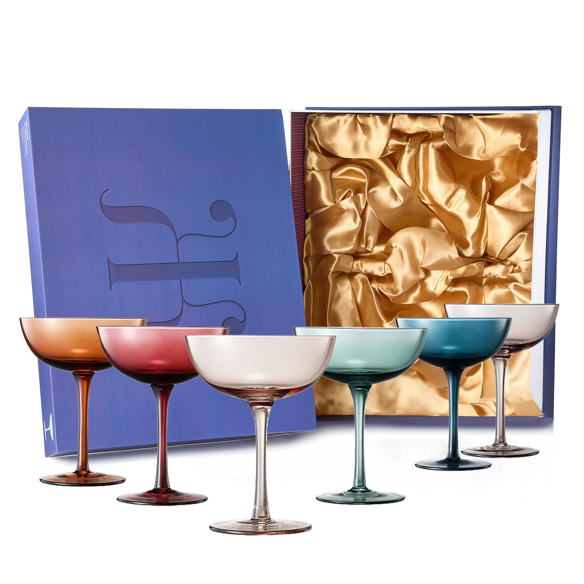 Colored Crystal Coupe Glasses Set of 6 T860469