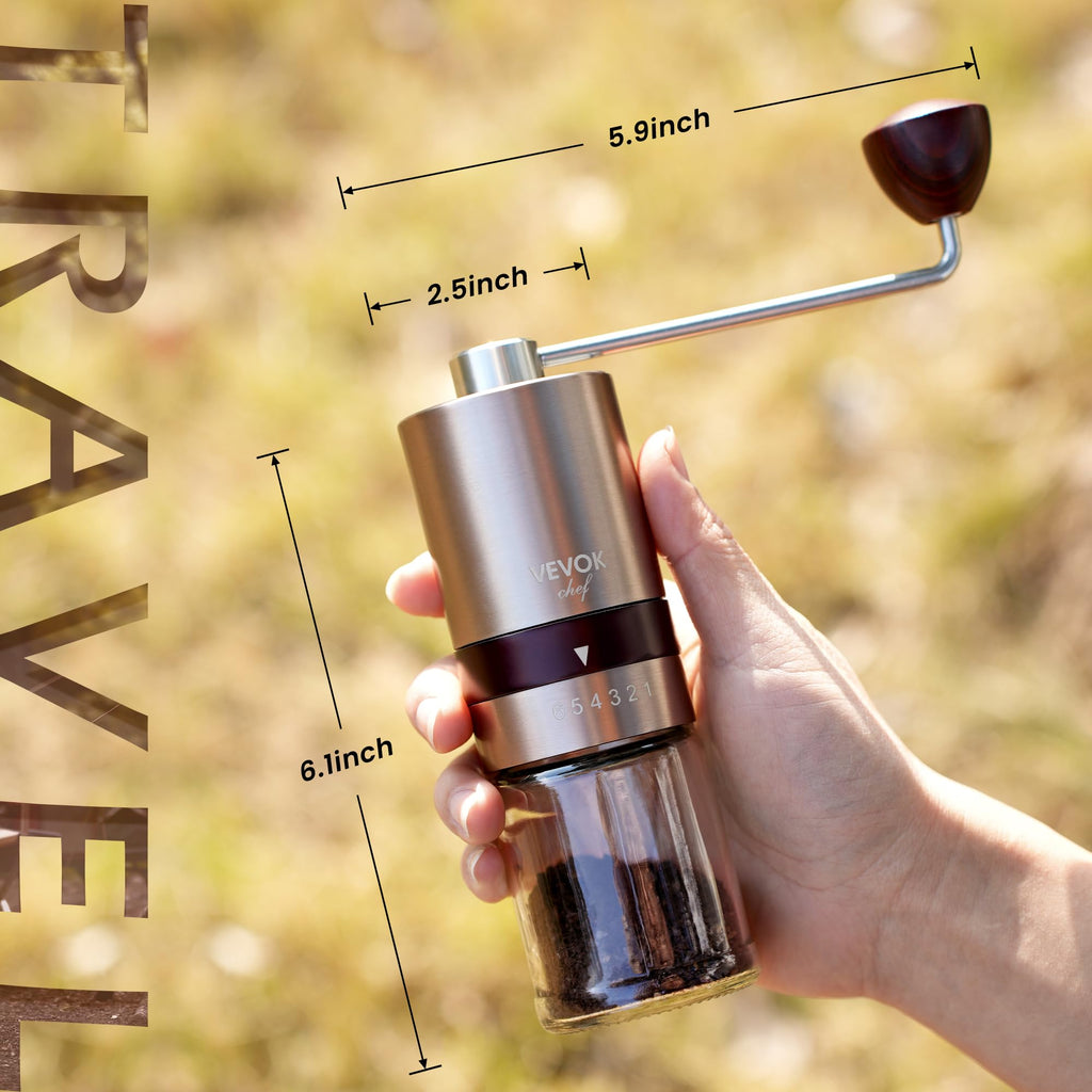 Gold Manual Stainless Steel Burr Coffee Grinder with Portable Bag U723657