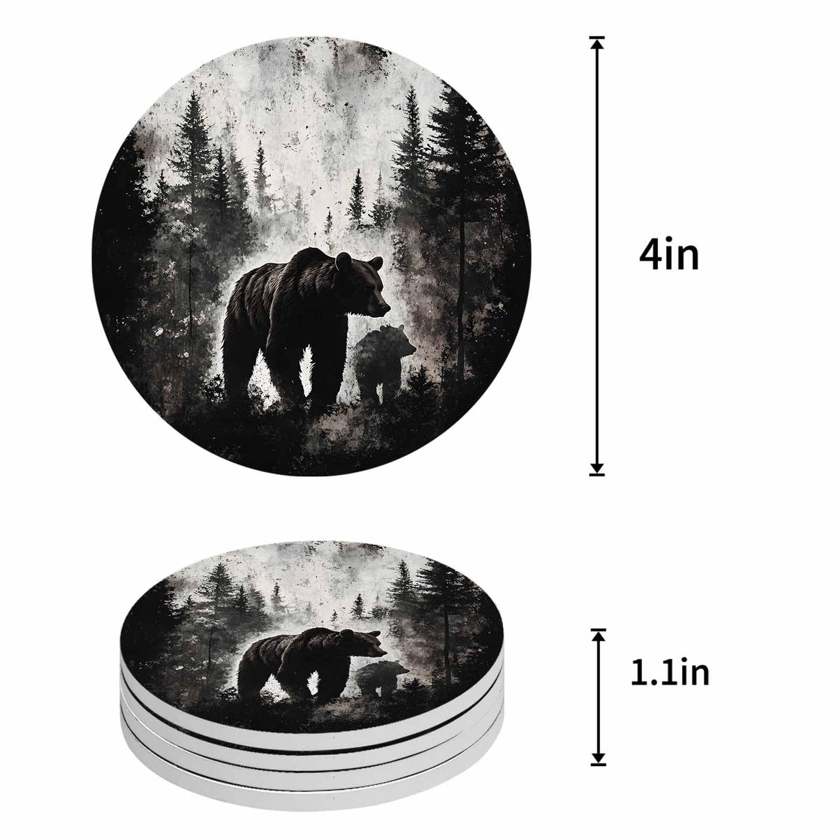 Black Bear Ceramic Coasters Set of 6 X64766