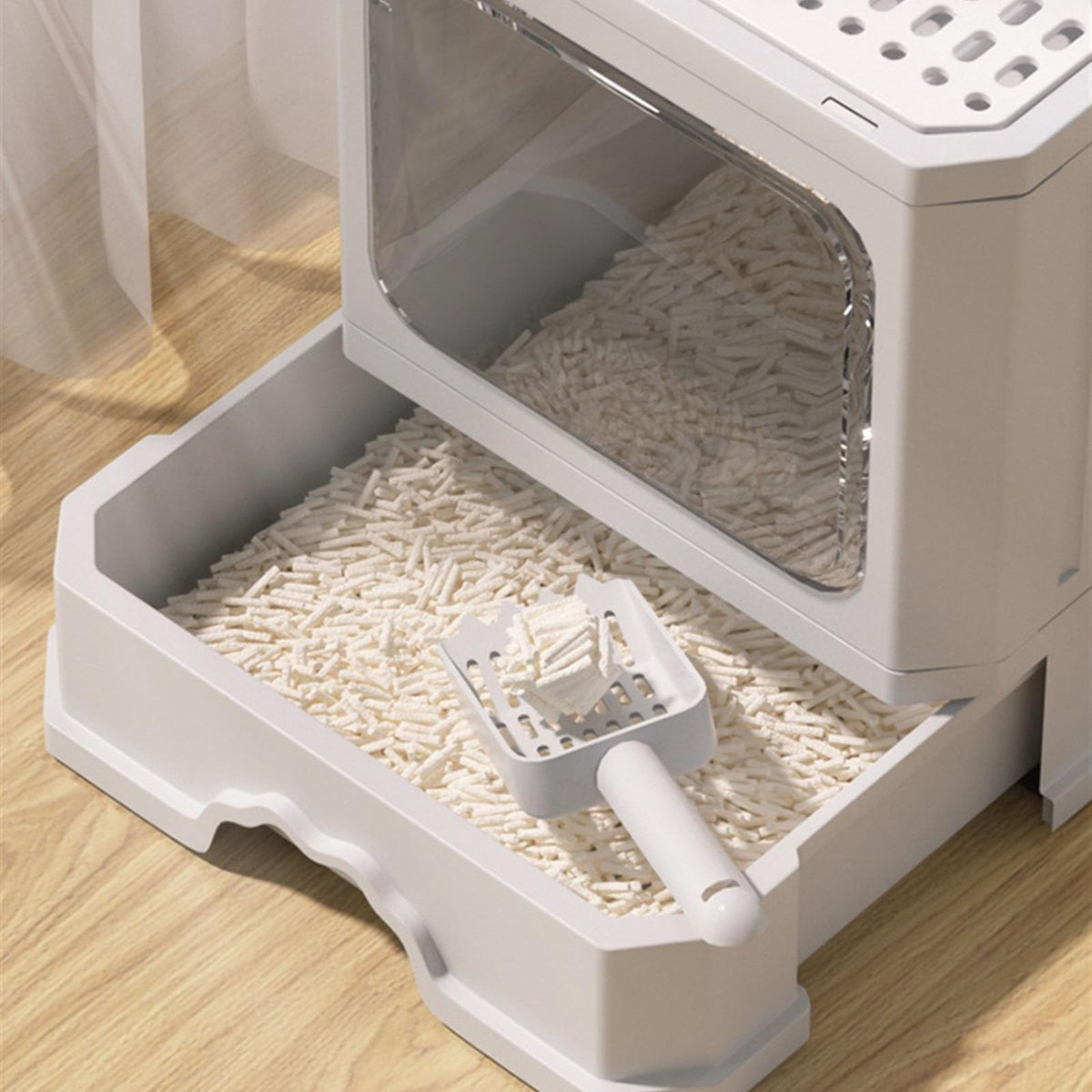 Foldable Covered Cat Litter Box with Scoop D241