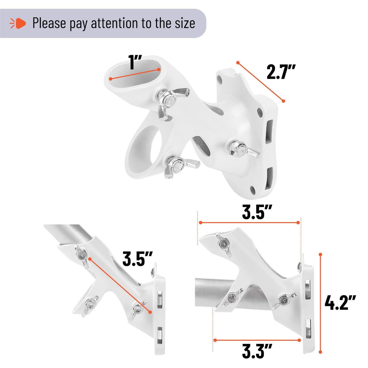 White Adjustable Flag Pole Holder 2 Pack K199557