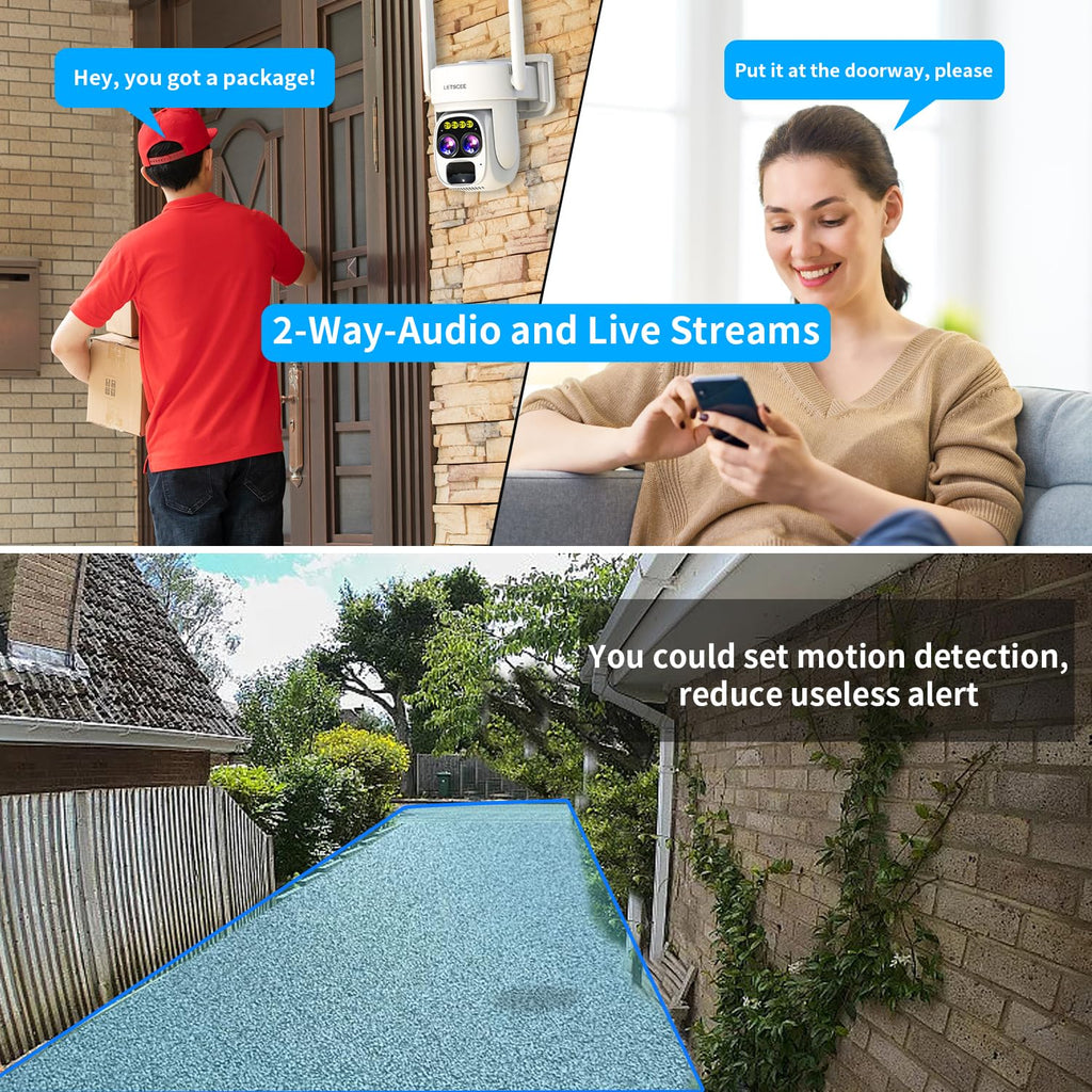Wireless Solar Security Camera 360 PTZ Dual Lens 10x Zoom 2K F991