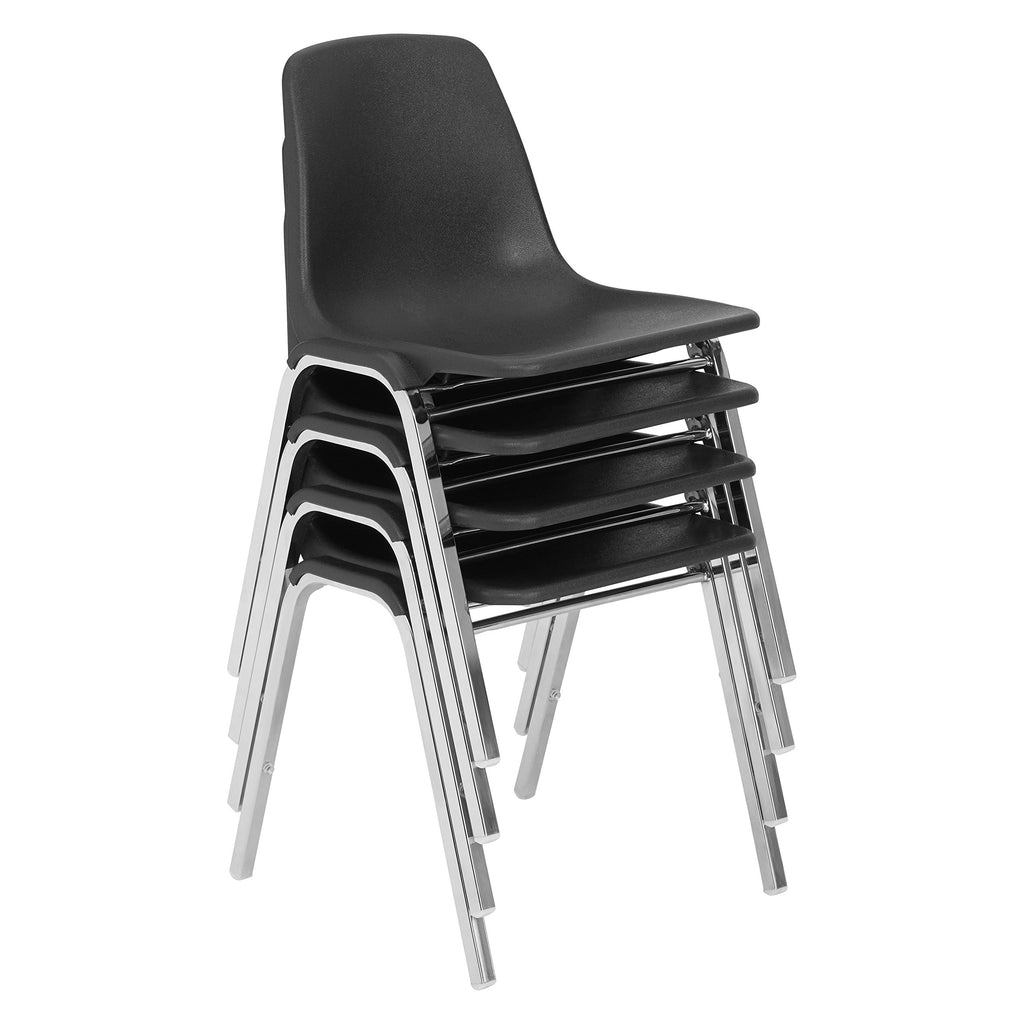 4 Pack Black Poly Shell Stacking Chair R64170