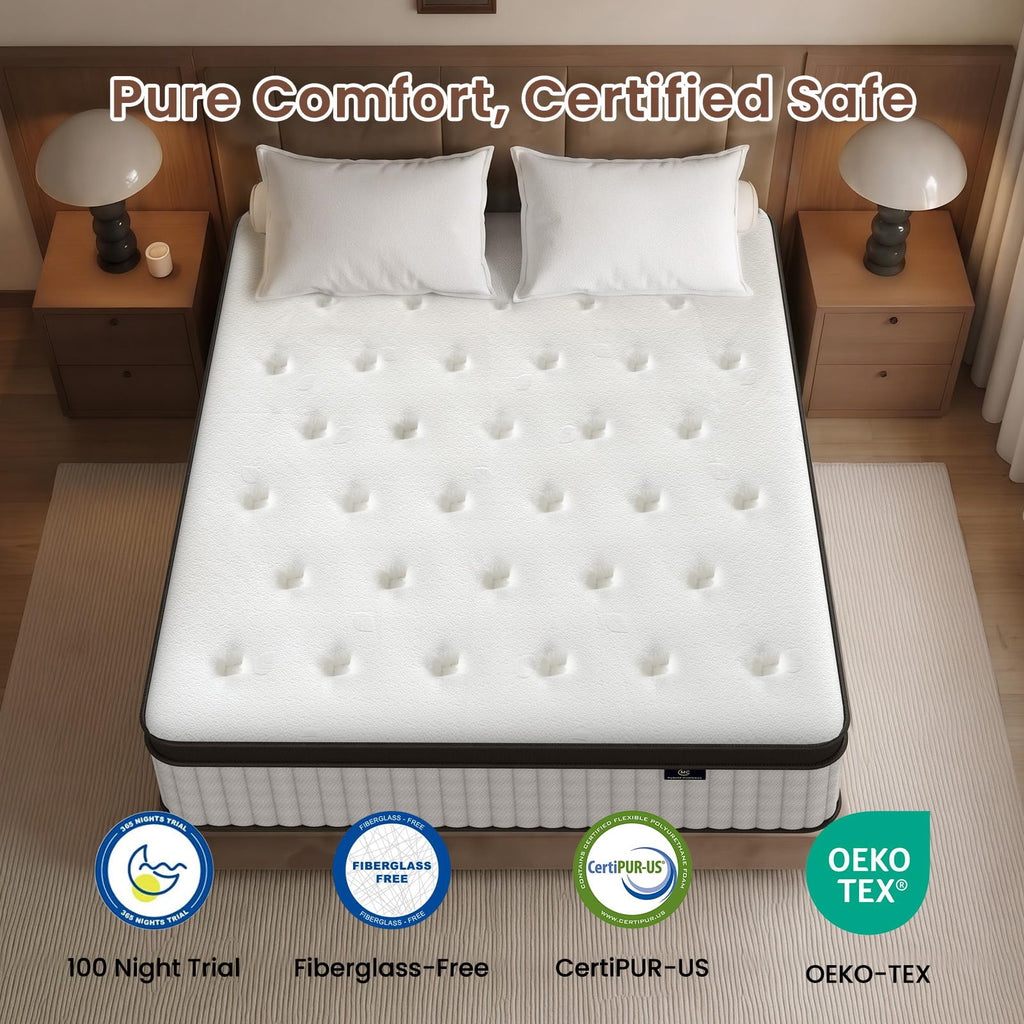 12 Inch Fiberglass Free Hybrid Mattress L931990