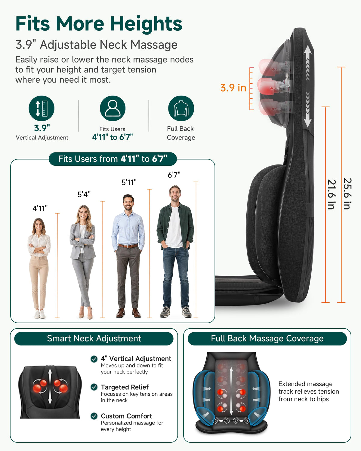 Shiatsu Neck and Back Massager Chair Pad with Heat Z569