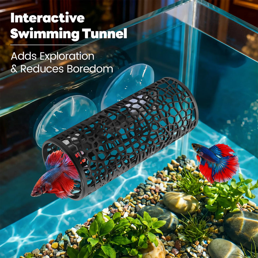 Betta Fish Tunnel Hammock Mirror Floating Ball 2 Training Ring Toys P392166