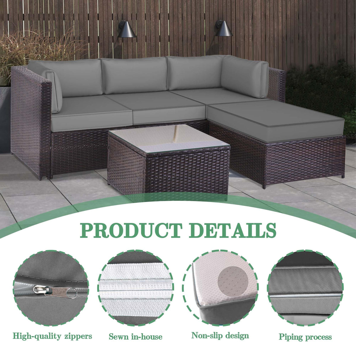 Waterproof Outdoor Couch Cushions 4 Seat Dark Grey V223252