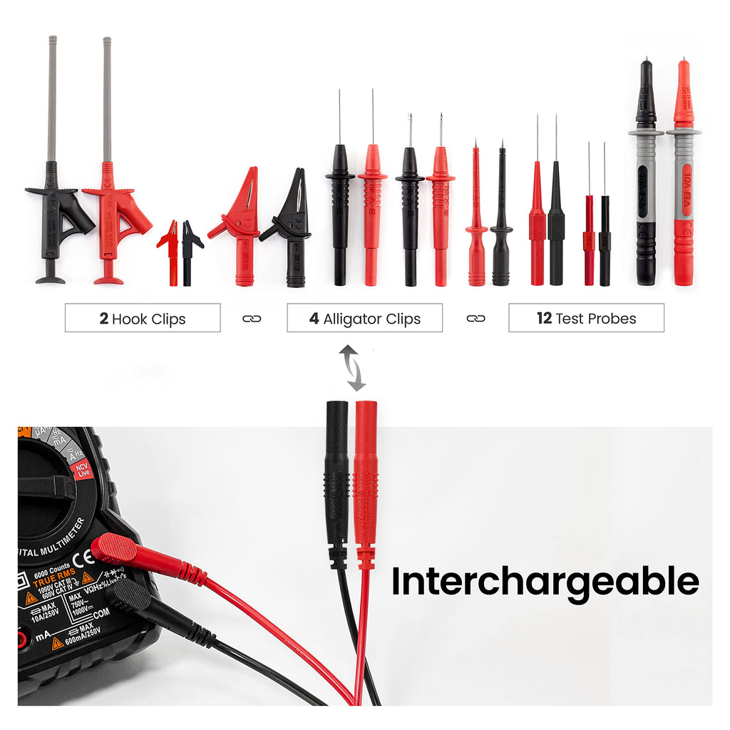 Multimeter Test Leads Kit with Probes and Alligator Clips L510101