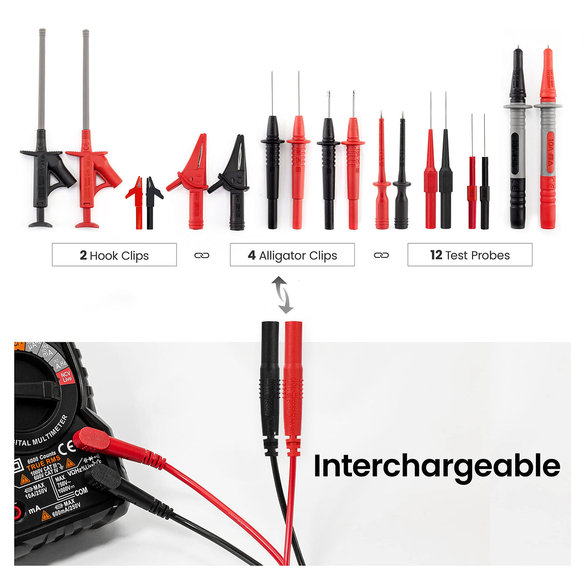 Multimeter Test Leads Kit with Probes and Alligator Clips L510101