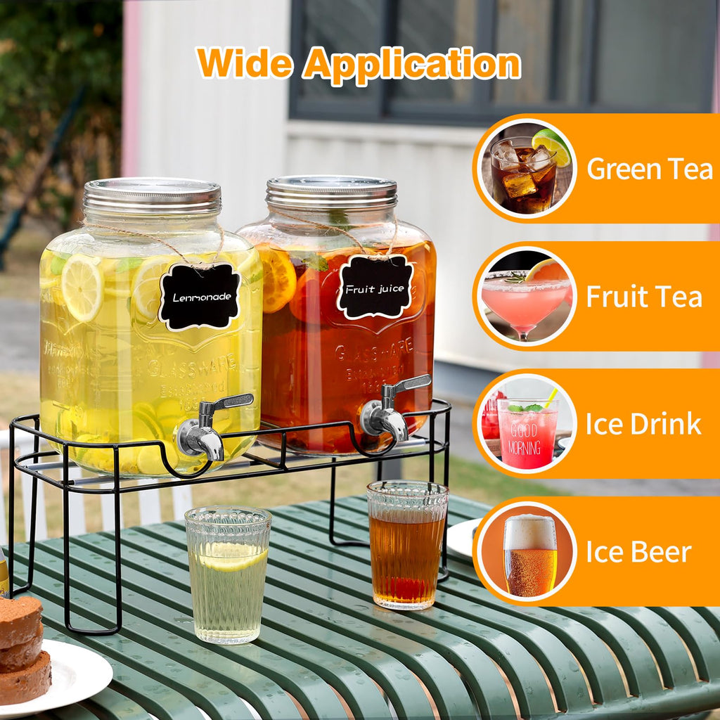1.6 Gallon Glass Beverage Dispenser with Stand J23269