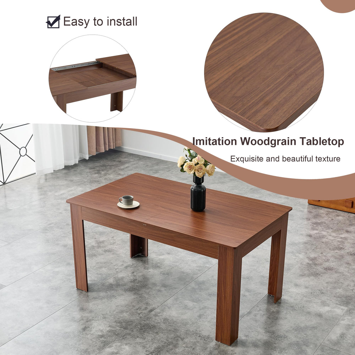 9 Piece Extendable Rectangular Dining Table Set with 8 Chairs W9732
