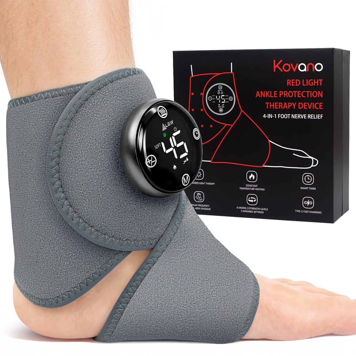 Cordless Heated Foot Massager Wrap with Red Light V90772