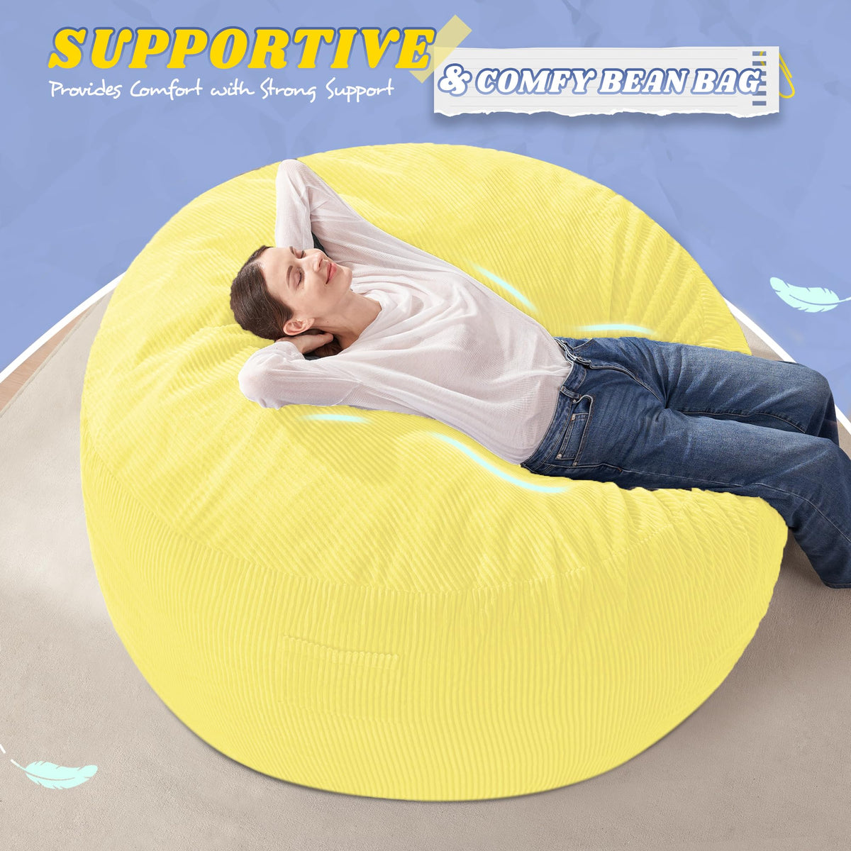 3FT Memory Foam Corduroy Bean Bag Chair B205660