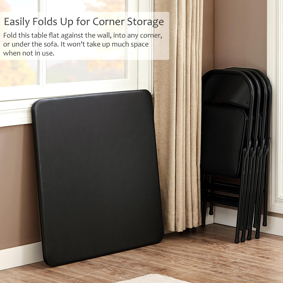 34'' Black Folding Card Table S7037