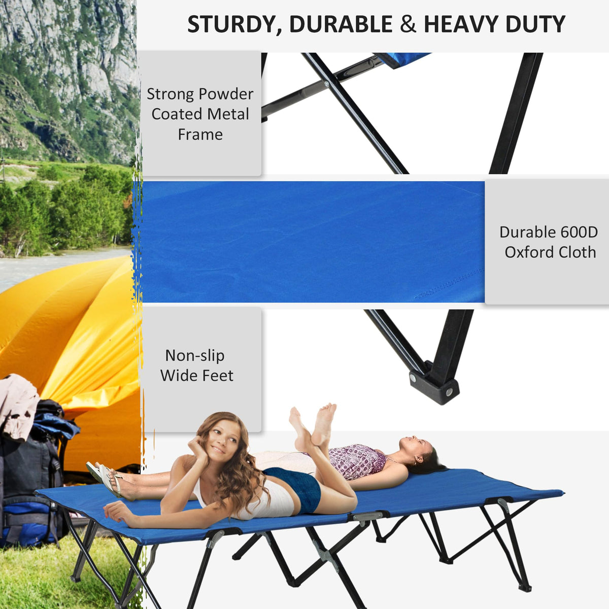 2 Person Folding Camping Cot with Carry Bag S34665