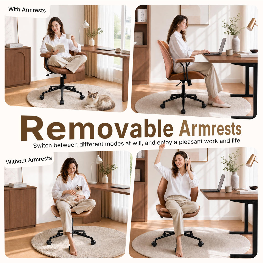 Brown Leather Ergonomic Office Chair O5891