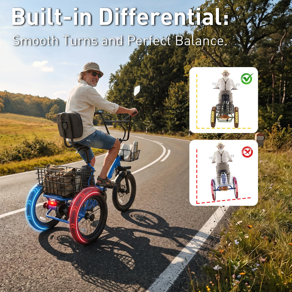 Electric Tricycle for Adults with 2 Basket K398643