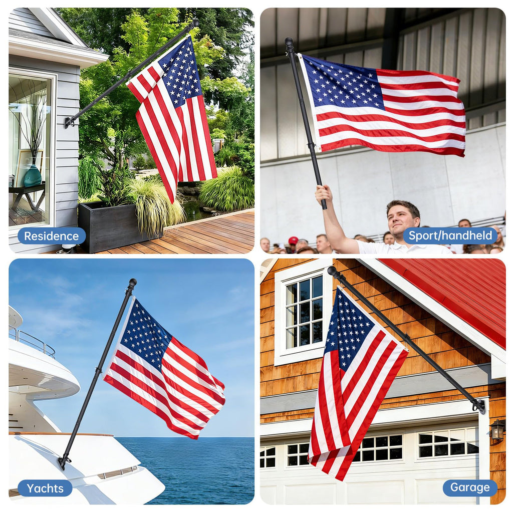 6FT Heavy Duty Tangle Free Steel Flag Pole Kit with 3x5 USA Flag W436