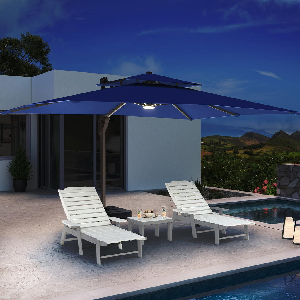 10 X 13 FT Cantilever Patio Umbrella with Lights & Base J841