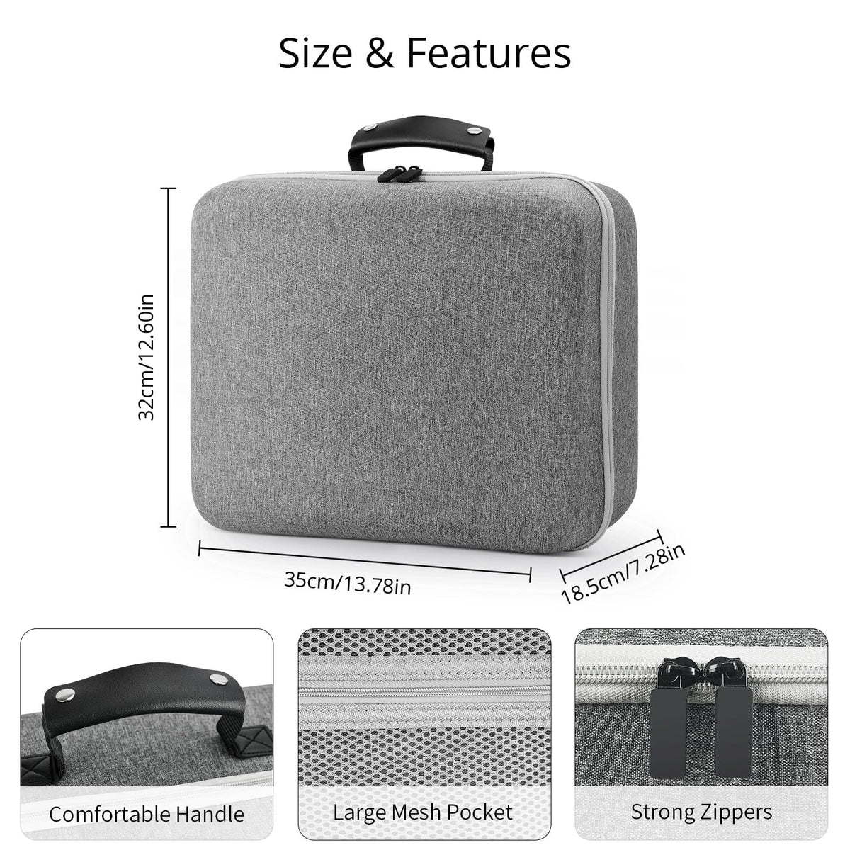 Grey Portable Hard Case for Gaming Headset and Touch Controllers Q278288